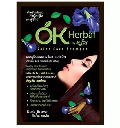 Оттеночный шампунь темно - коричневый цвет "OK Herbal", 30 мл.