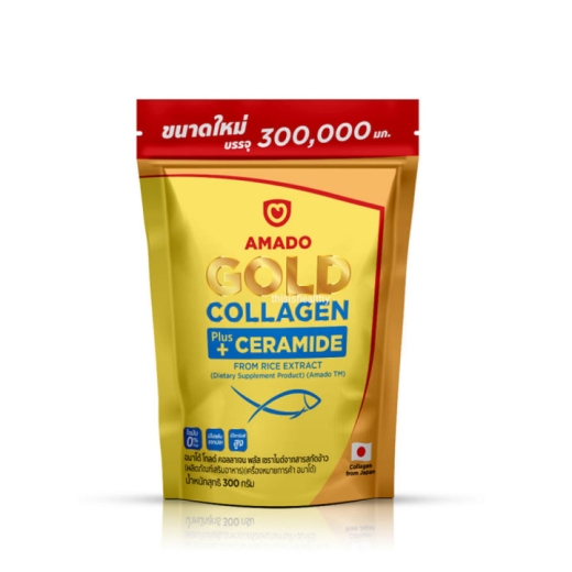 Морской трипептидный коллаген с керамидами в порошке Gold Collagen Amado, 300 грамм.